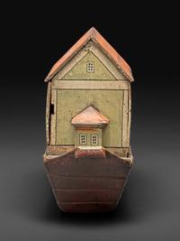 A German Painted Wood Noah's Ark with Slide-Front Cover