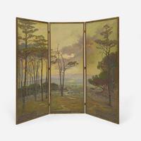 Calthea Campbell Vivian (American, 1857-1943) Cypresses, Pacific Grove, California (Three-Panel Screen)