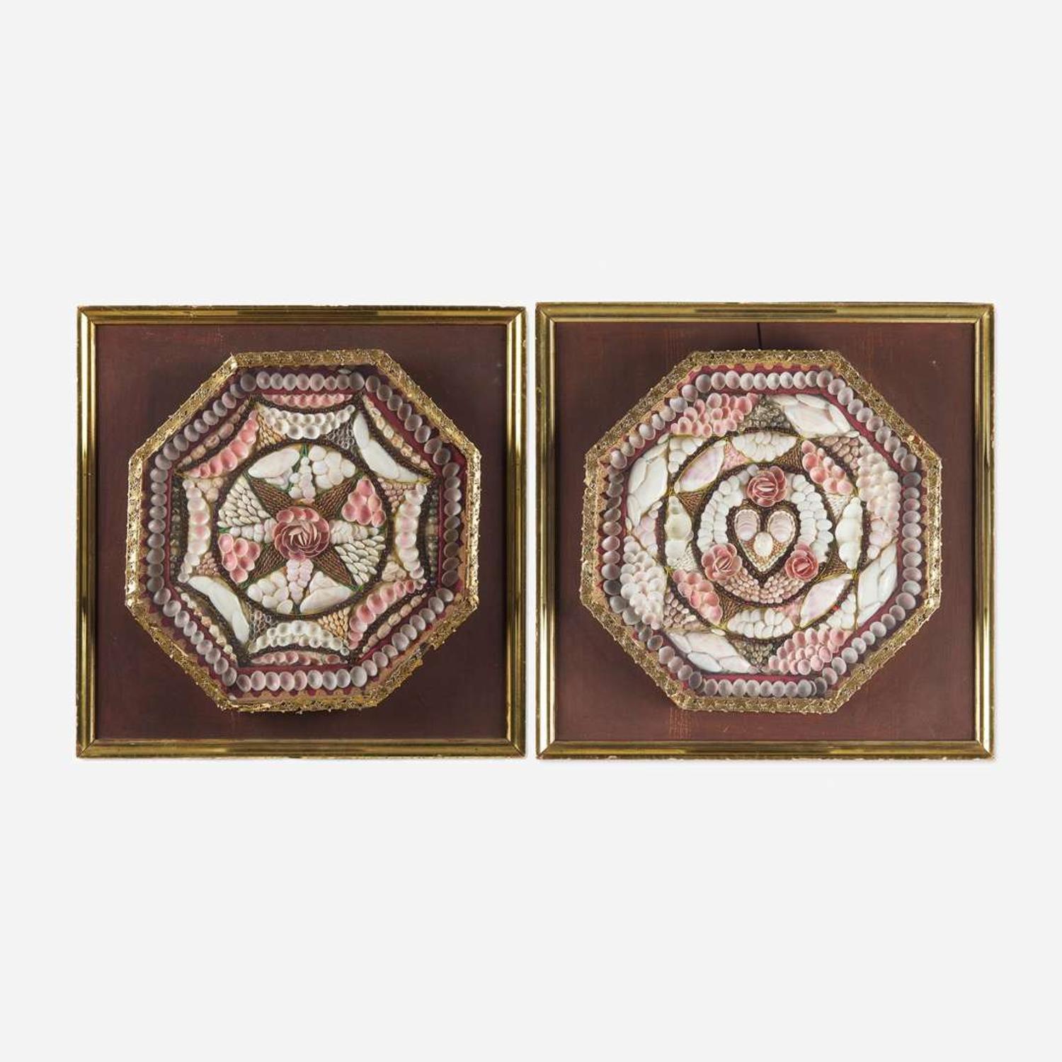 A pair of sailor's shellwork valentines Barbados, late 19th century
