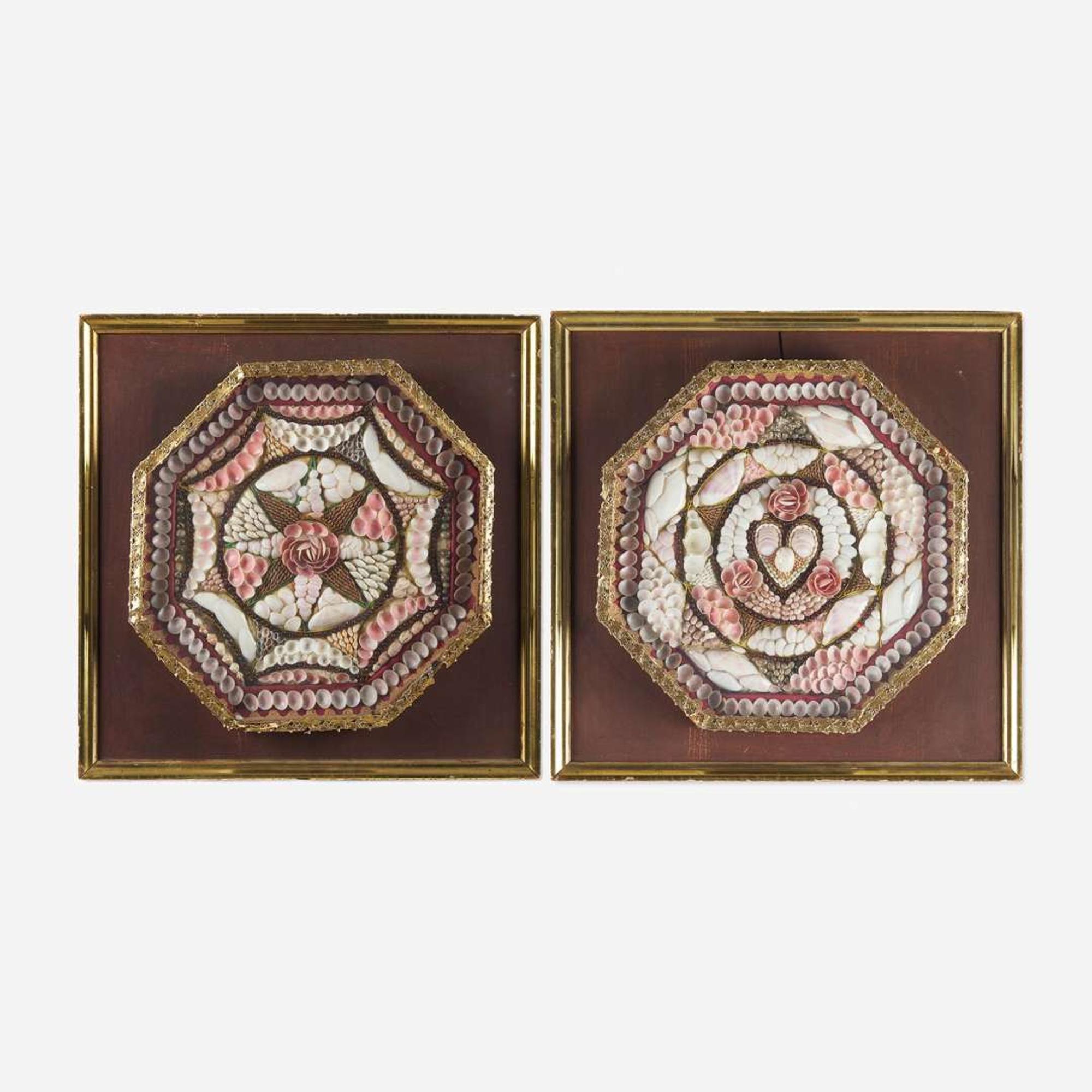 A pair of sailor's shellwork valentines Barbados, late 19th century