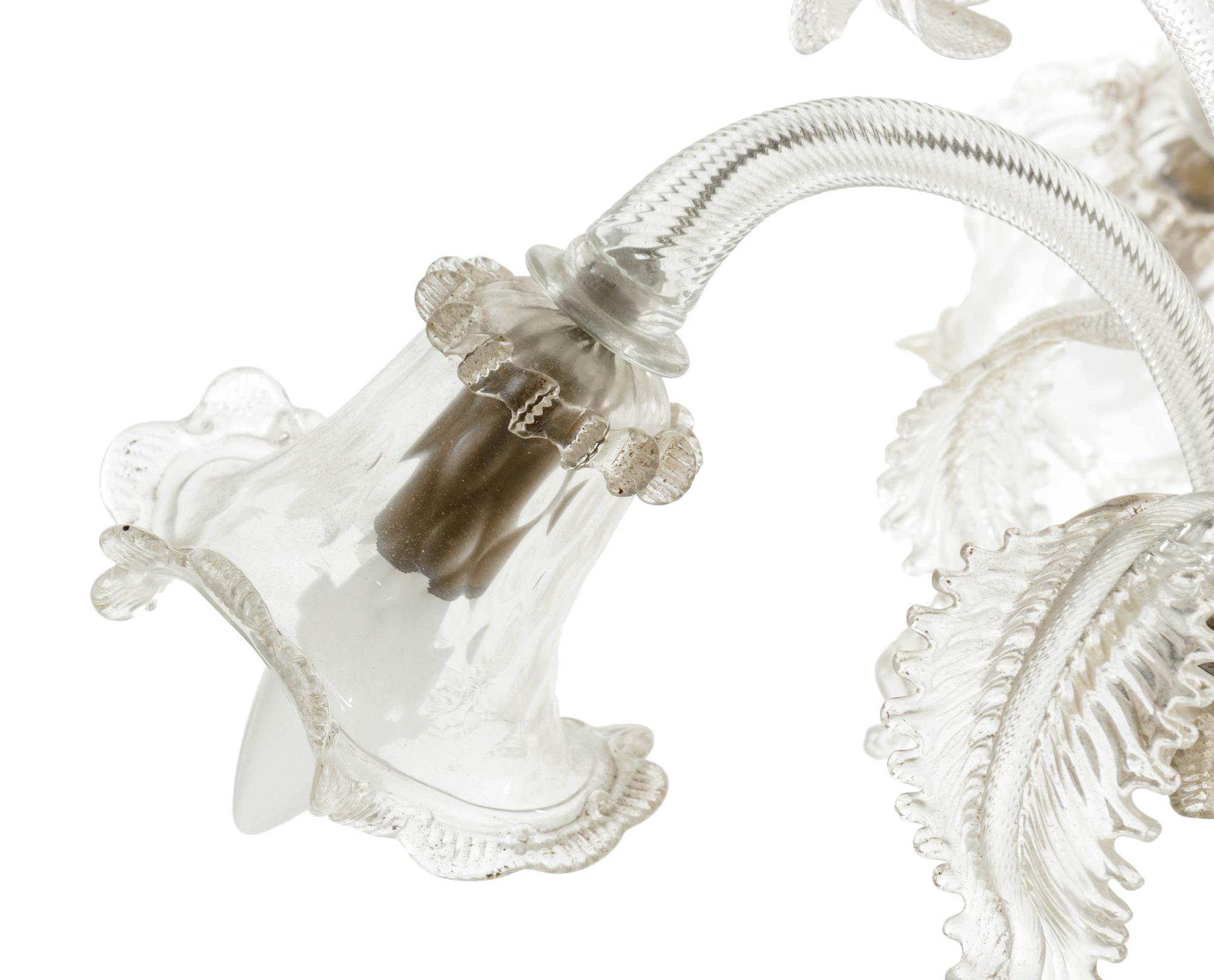 A Venetian Cut Glass Five-Light Chandelier