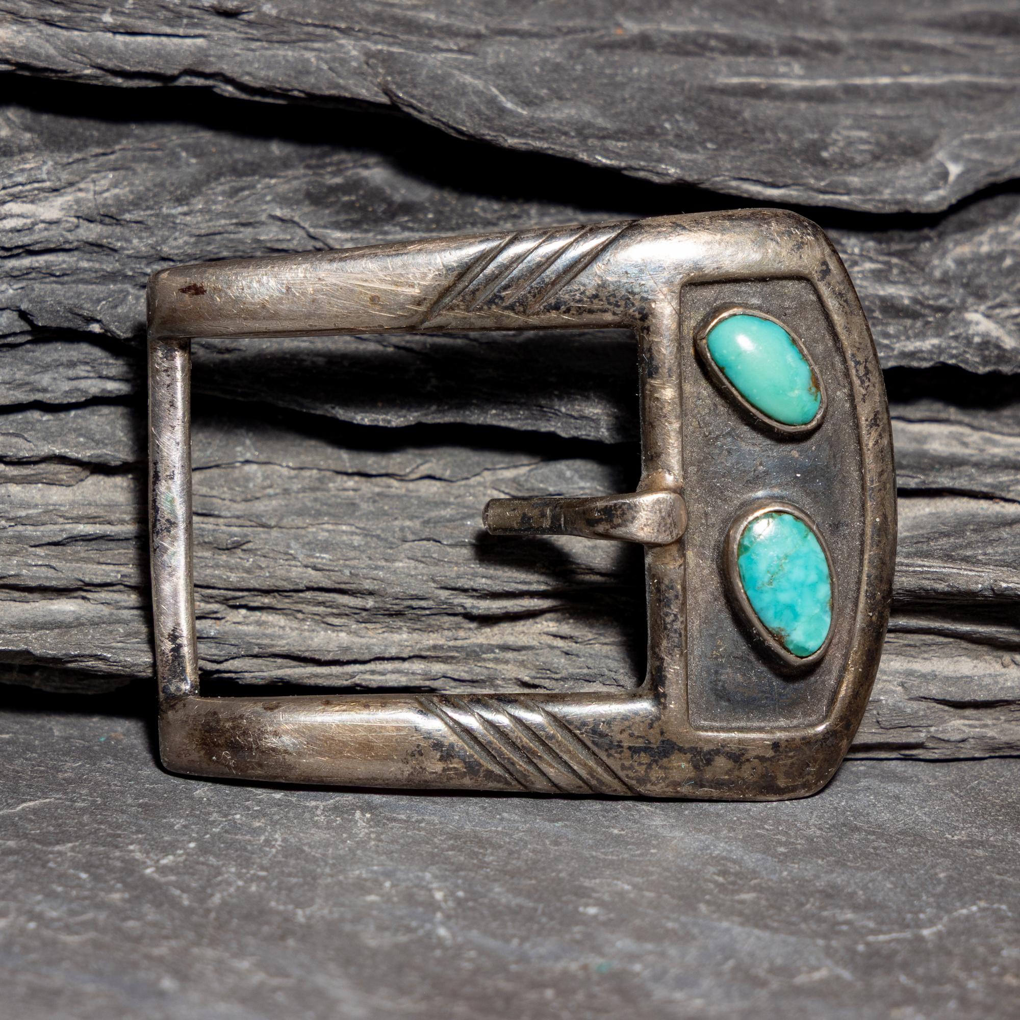 The White Hogan Silver Shop (Shop, 1946-2006) — Sterling Silver and Turquoise Belt Buckle