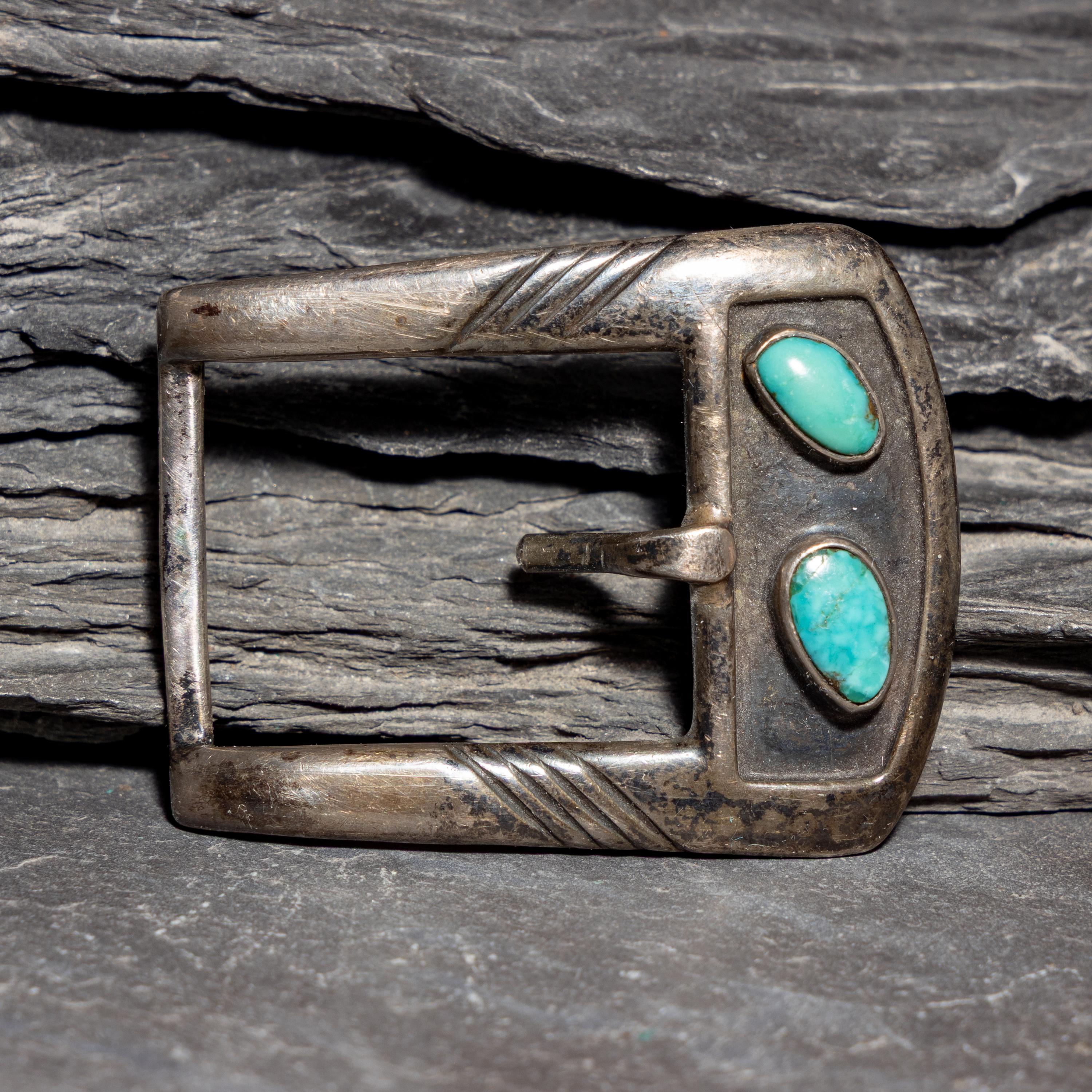 The White Hogan Silver Shop (Shop, 1946-2006) — Sterling Silver and Turquoise Belt Buckle