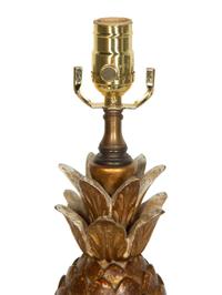 An Italian Painted and Gilt Pineapple Lamp