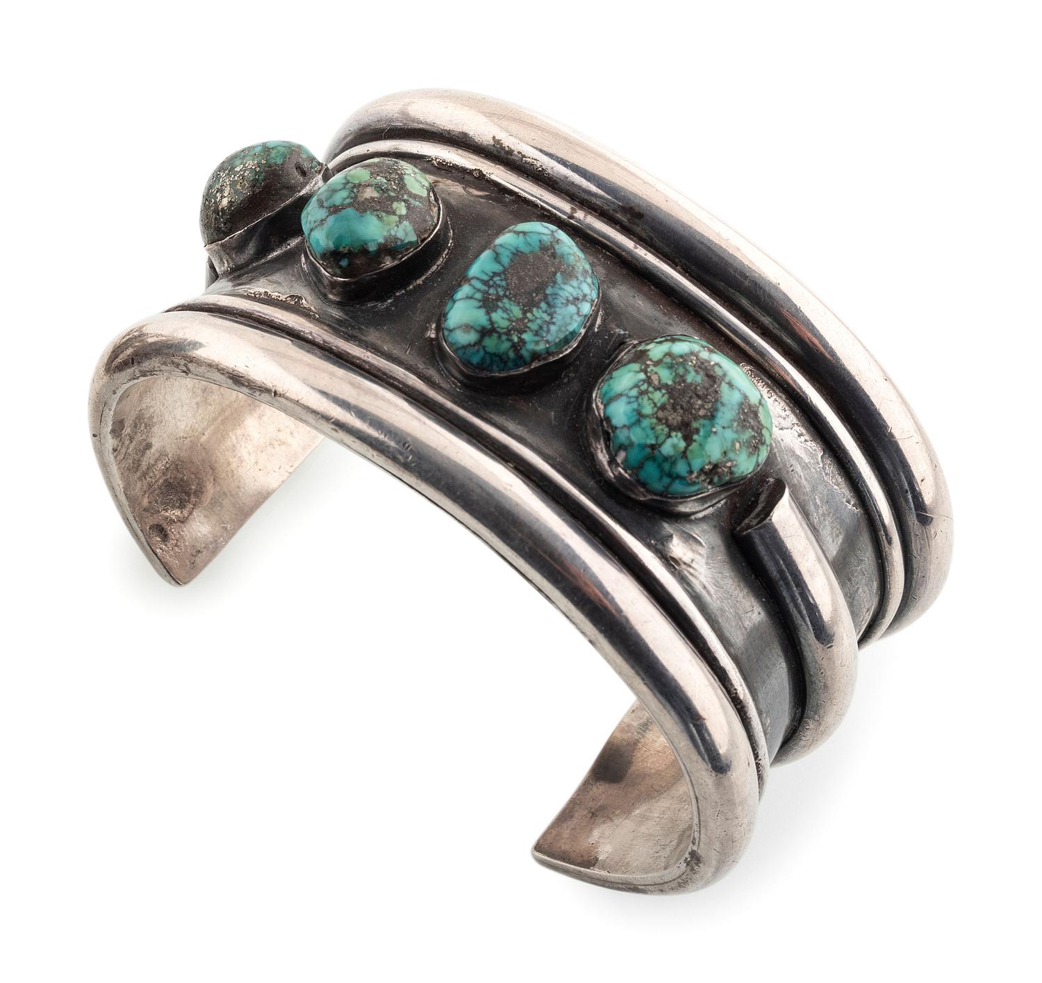 Navajo Silver and Turquoise Cuff Bracelet