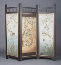 An American Three Panel Floor Screen, Height of each panel 64 x width 20 1/2 inches.