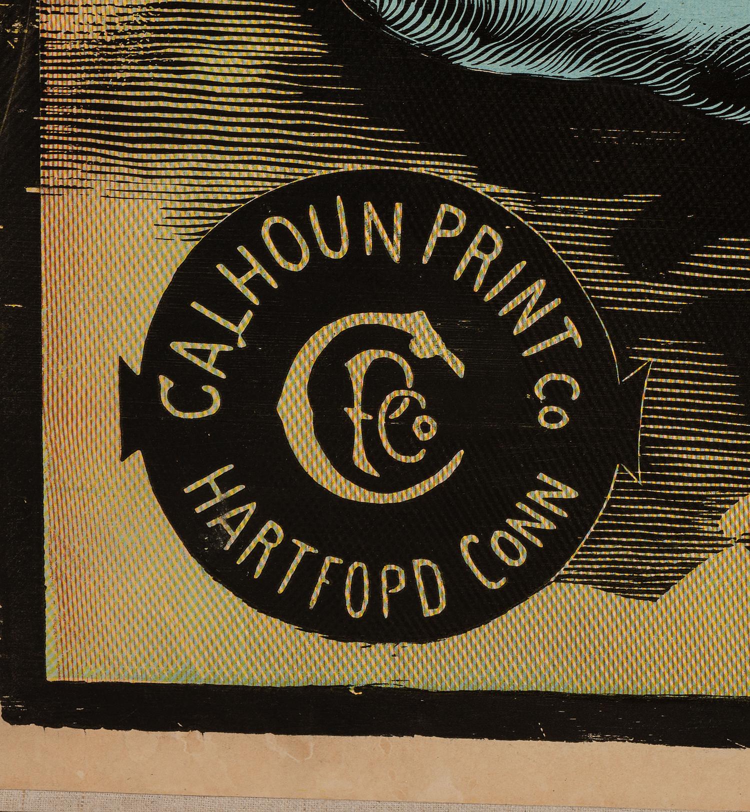 [CIVIL WAR]. Exceptionally large woodcut panorama of a battle scene. Hartford, CT: Calhoun Printing Co., n.d.