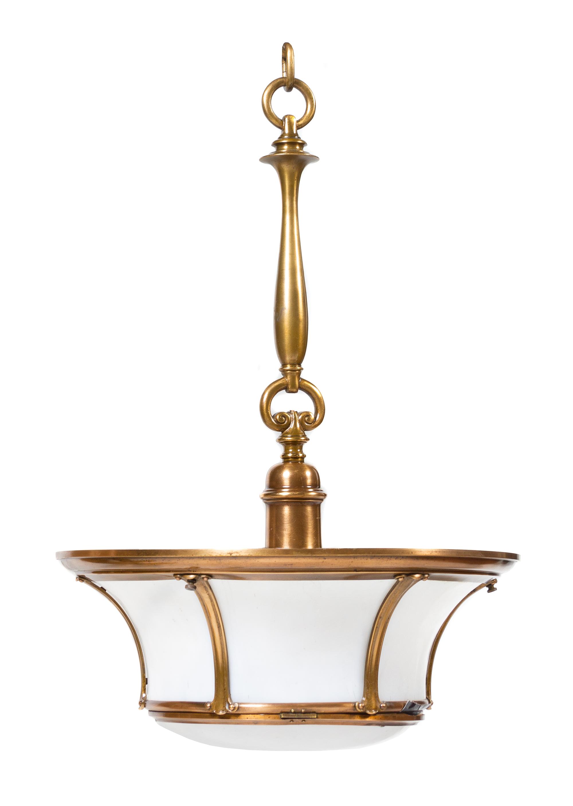 A Union Station Bronze Pendant Light Fixture Diameter 18 inches. — EARLY 20TH CENTURY