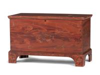 A Country Classical Grain Painted and Stencil Decorated Poplar Blanket Chest
