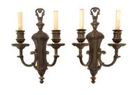 A Pair of Neoclassical Style Brass Two-Light Sconces Height 16 inches. — EARLY 20TH CENTURY