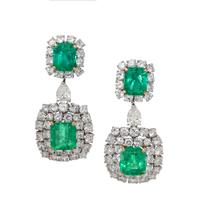 EMERALD AND DIAMOND EARCLIPS