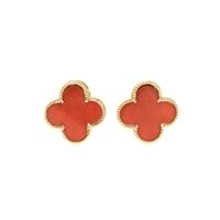 YELLOW GOLD AND CORAL EARRINGS