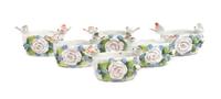 Six Herend Porcelain Floral Baskets Width of each 2 3/4 inches.