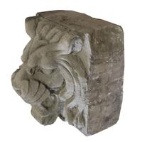 A Pair of American Carved Limestone Lion Heads 20" W x 23" D x 22.5" H — United States, Circa 1900