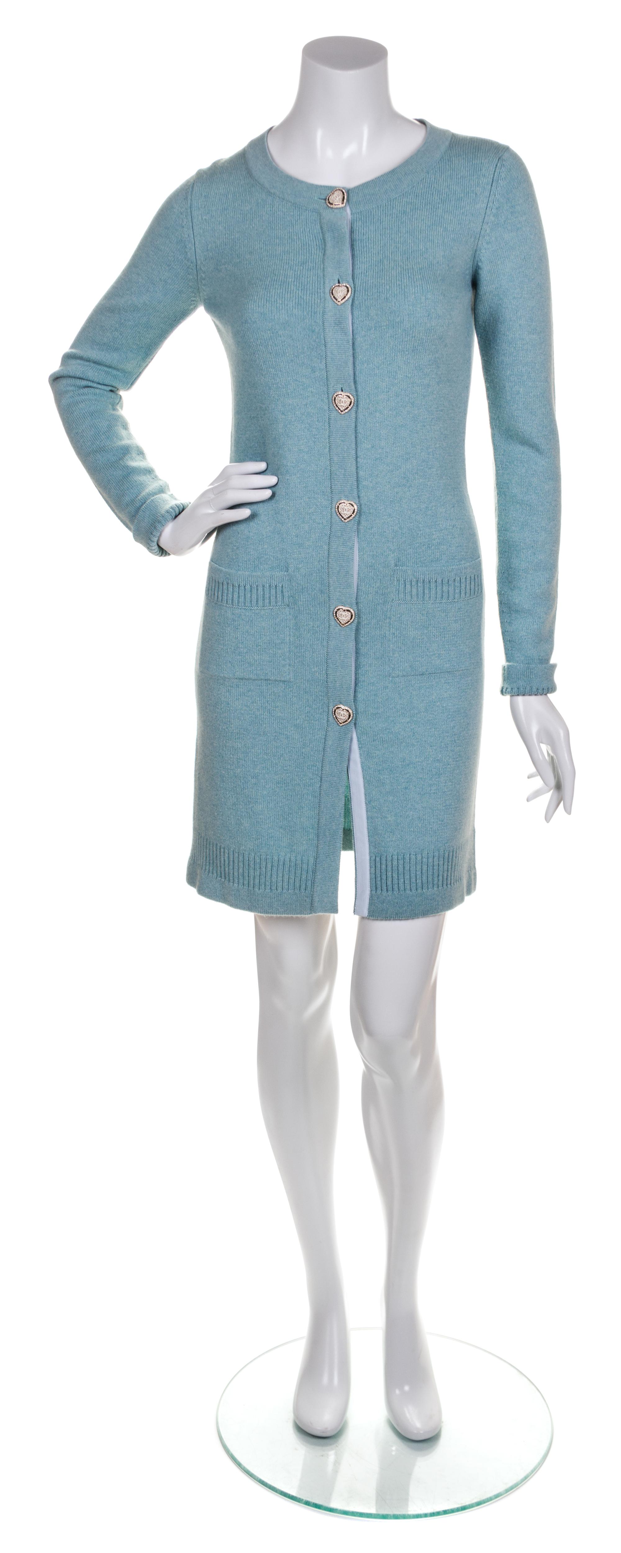 A Chanel Seafoam Green Cashmere Sweater, Size 34.