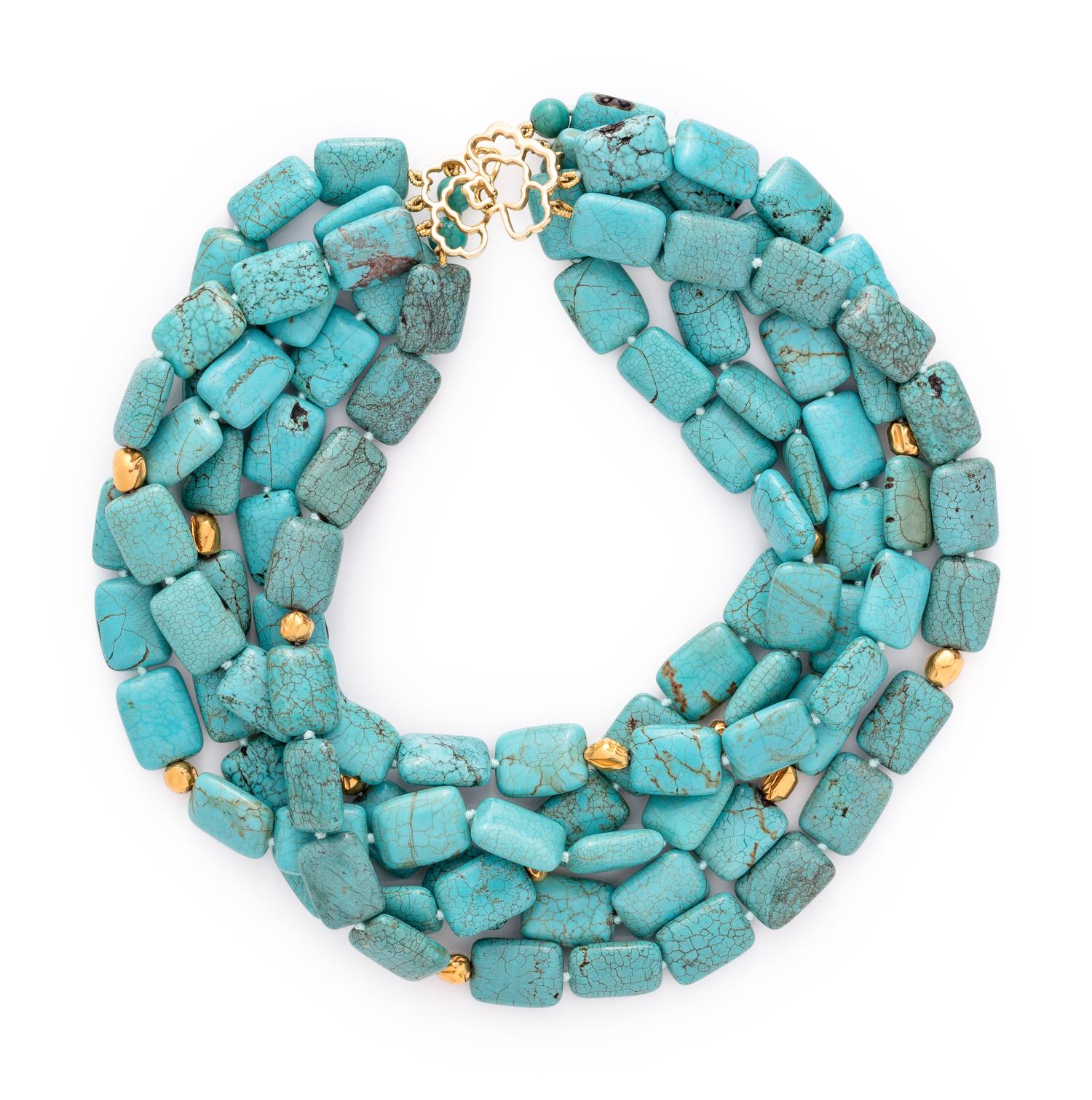 MARTHA O'BRIEN, MULTISTRAND TURQUOISE BEAD NECKLACE