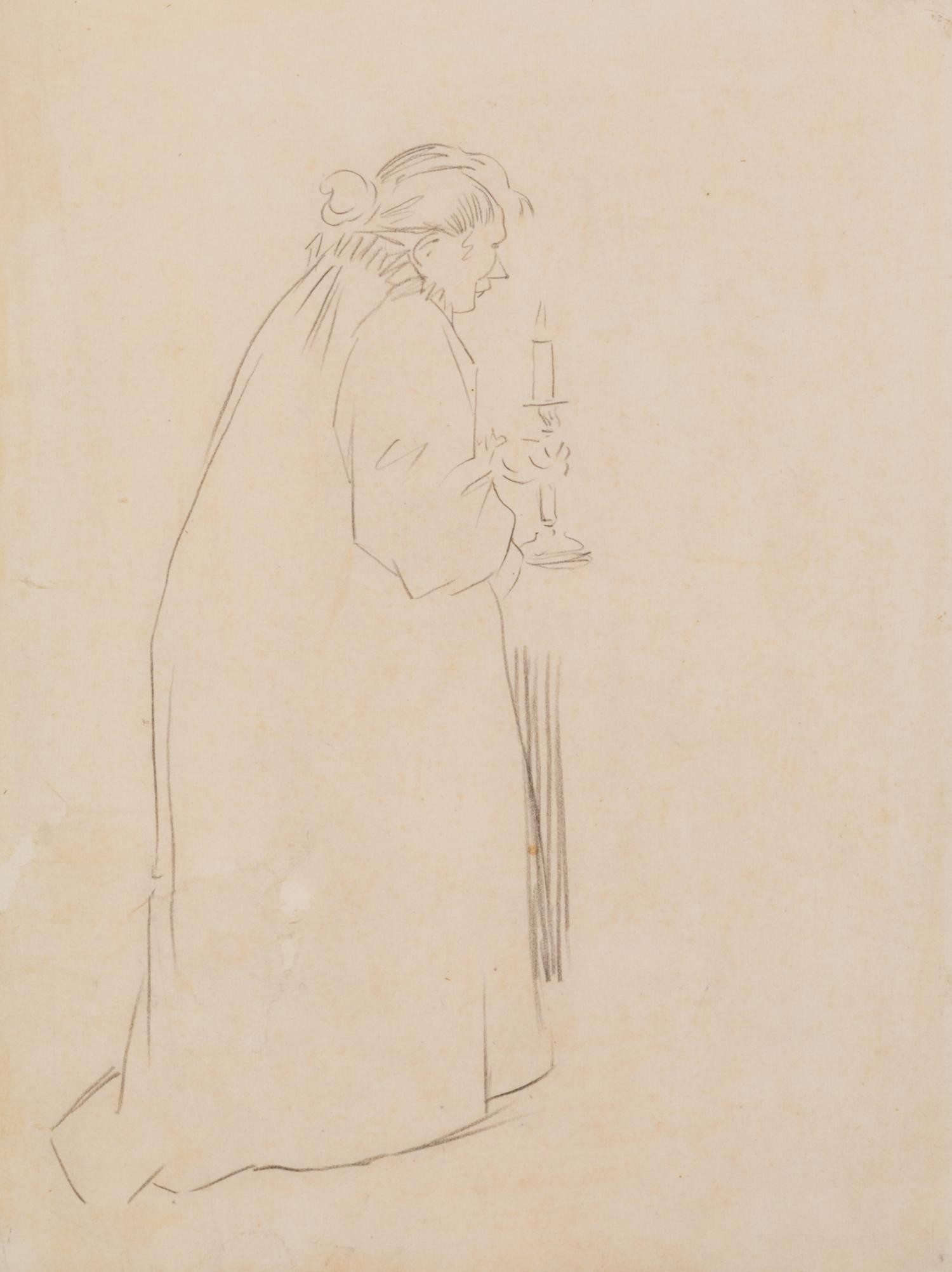 Jean-Louis Forain, (French, 1852-1931), A group of four works: Woman with a Candle, Woman with Fan, Untitled, and Untitled