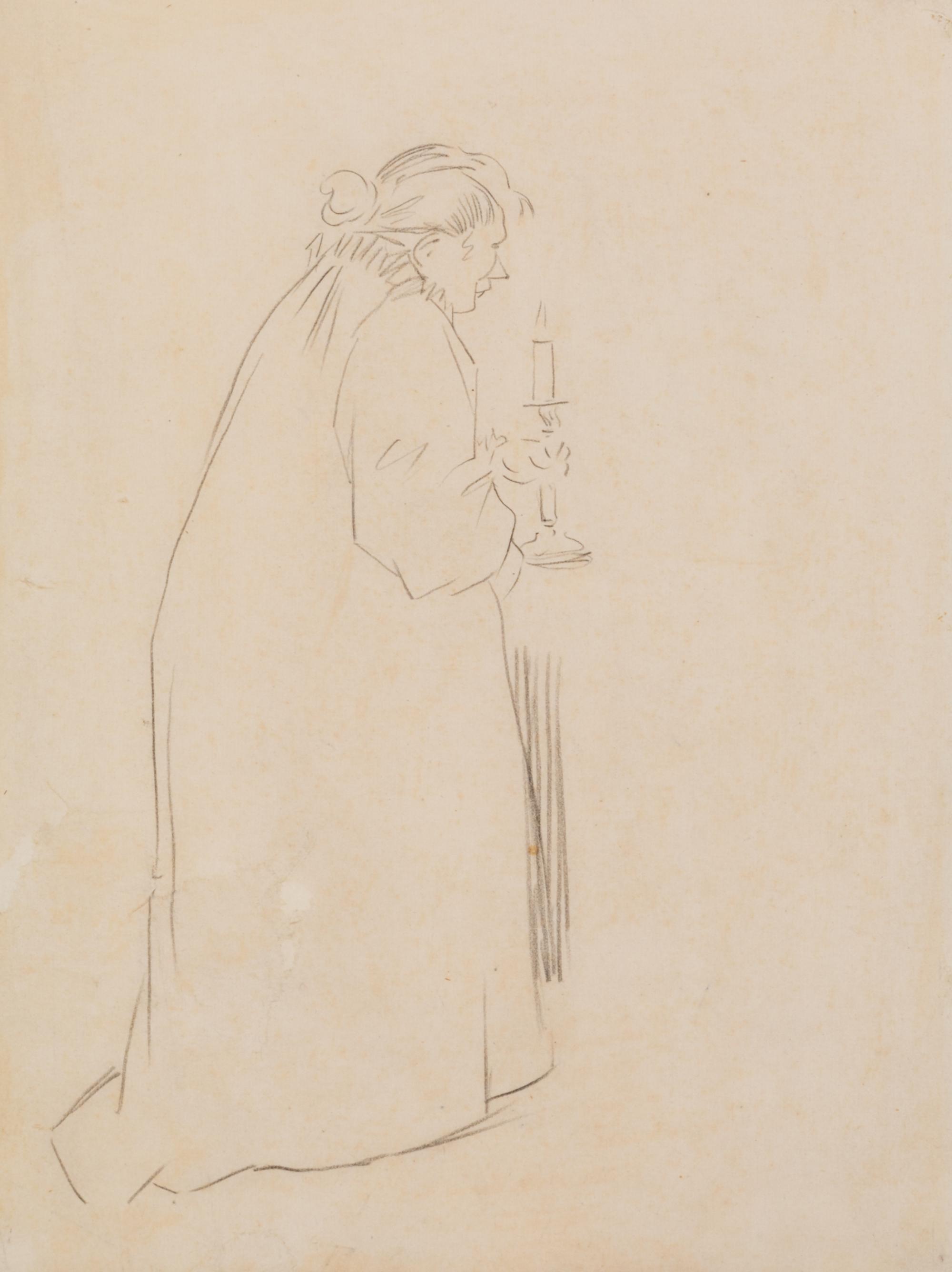Jean-Louis Forain, (French, 1852-1931), A group of four works: Woman with a Candle, Woman with Fan, Untitled, and Untitled