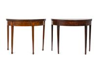 Two George III Mahogany Demi-lune Flip-Top Games Tables — EARLY 19TH CENTURY