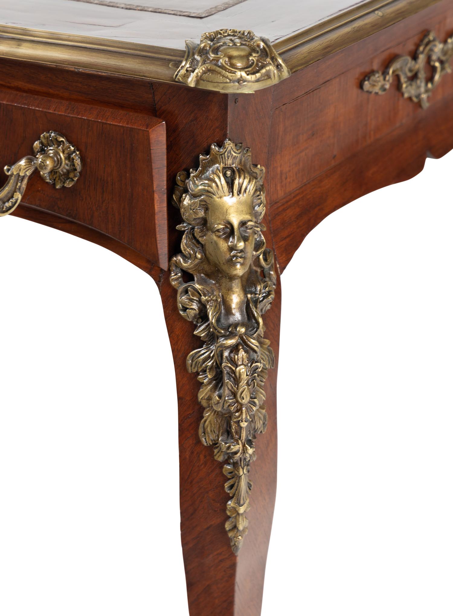 A Louis XV Style Gilt Metal Mounted Bureau Plat