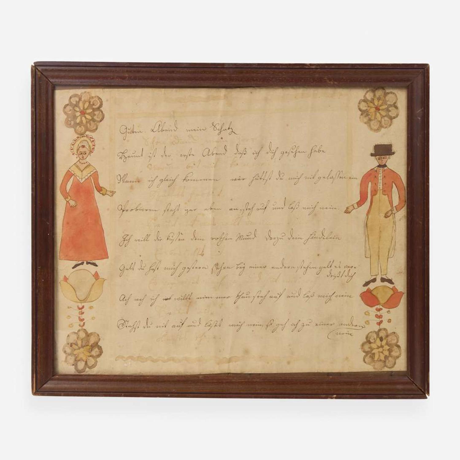 Johann Jacob Friedrich Krebs (c. 1749-1815) A Fraktur: A Romantic Verse