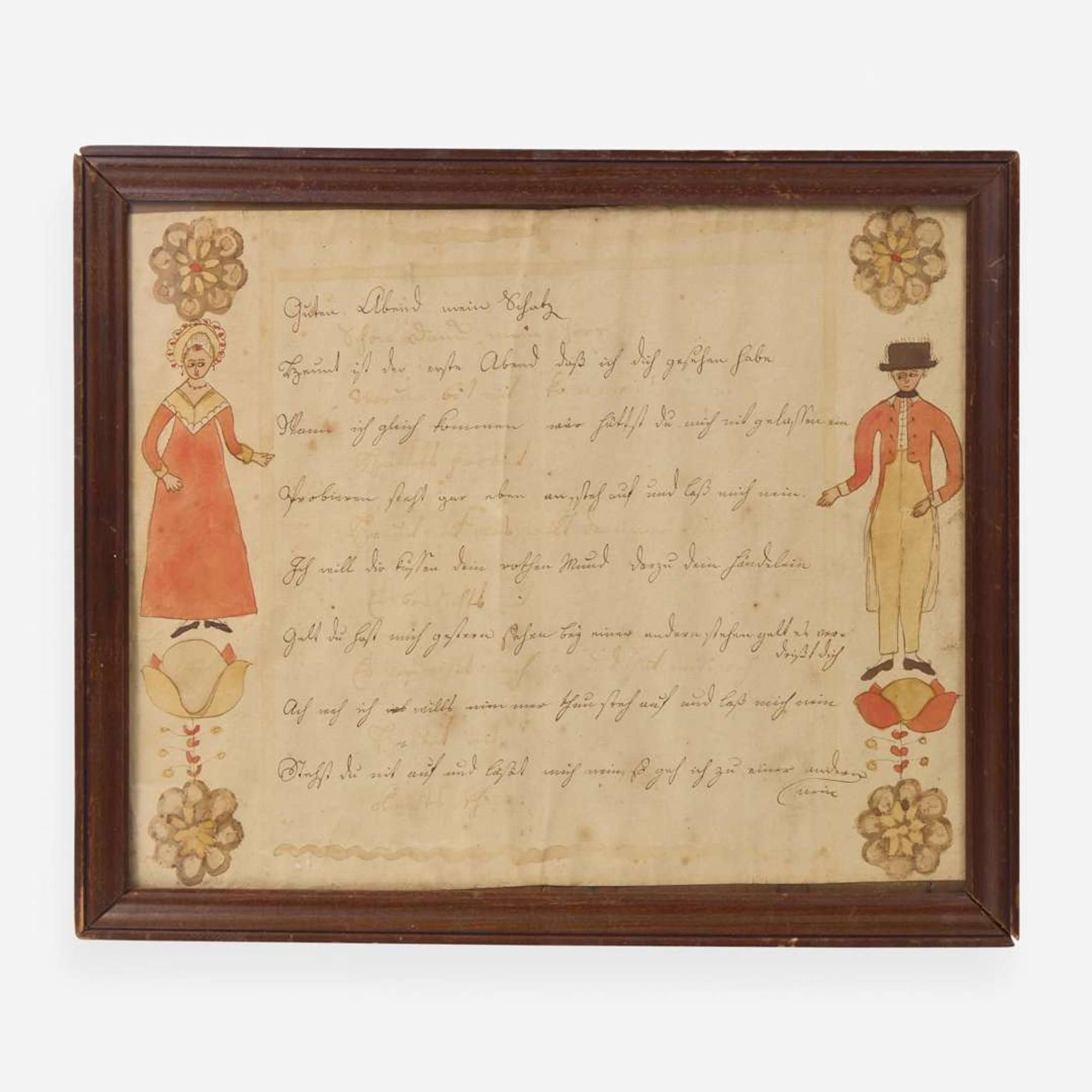 Johann Jacob Friedrich Krebs (c. 1749-1815) A Fraktur: A Romantic Verse