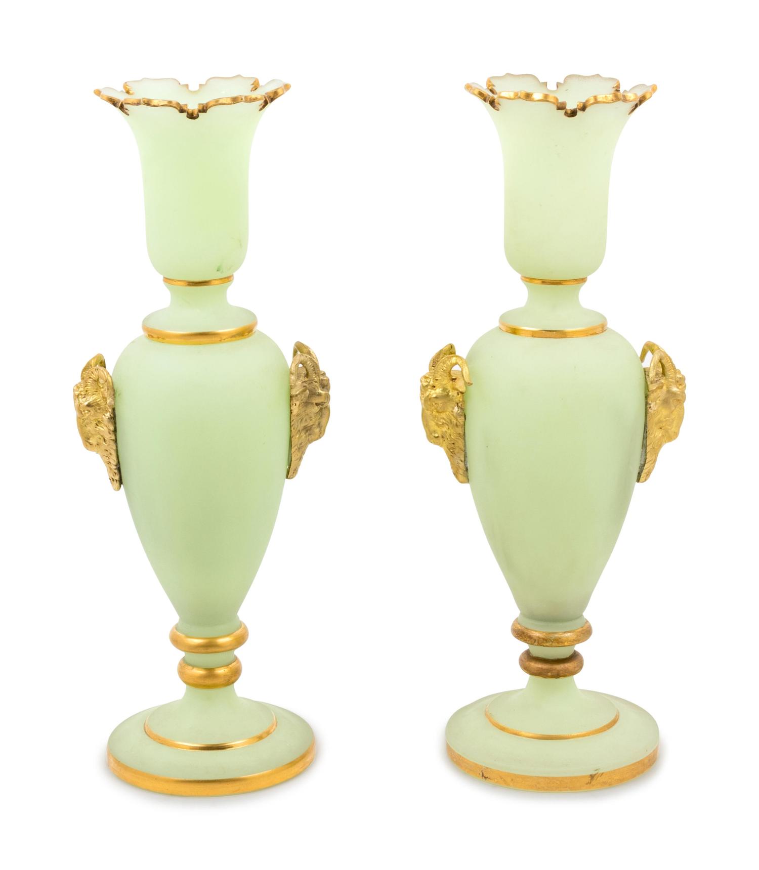 A Pair of Opaline Glass Vases