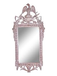 A Neoclassical Style White-Washed Carved Wood Mirror — 20TH CENTURY