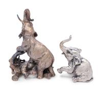 Two Italian Silvered Metal Elephant Figures