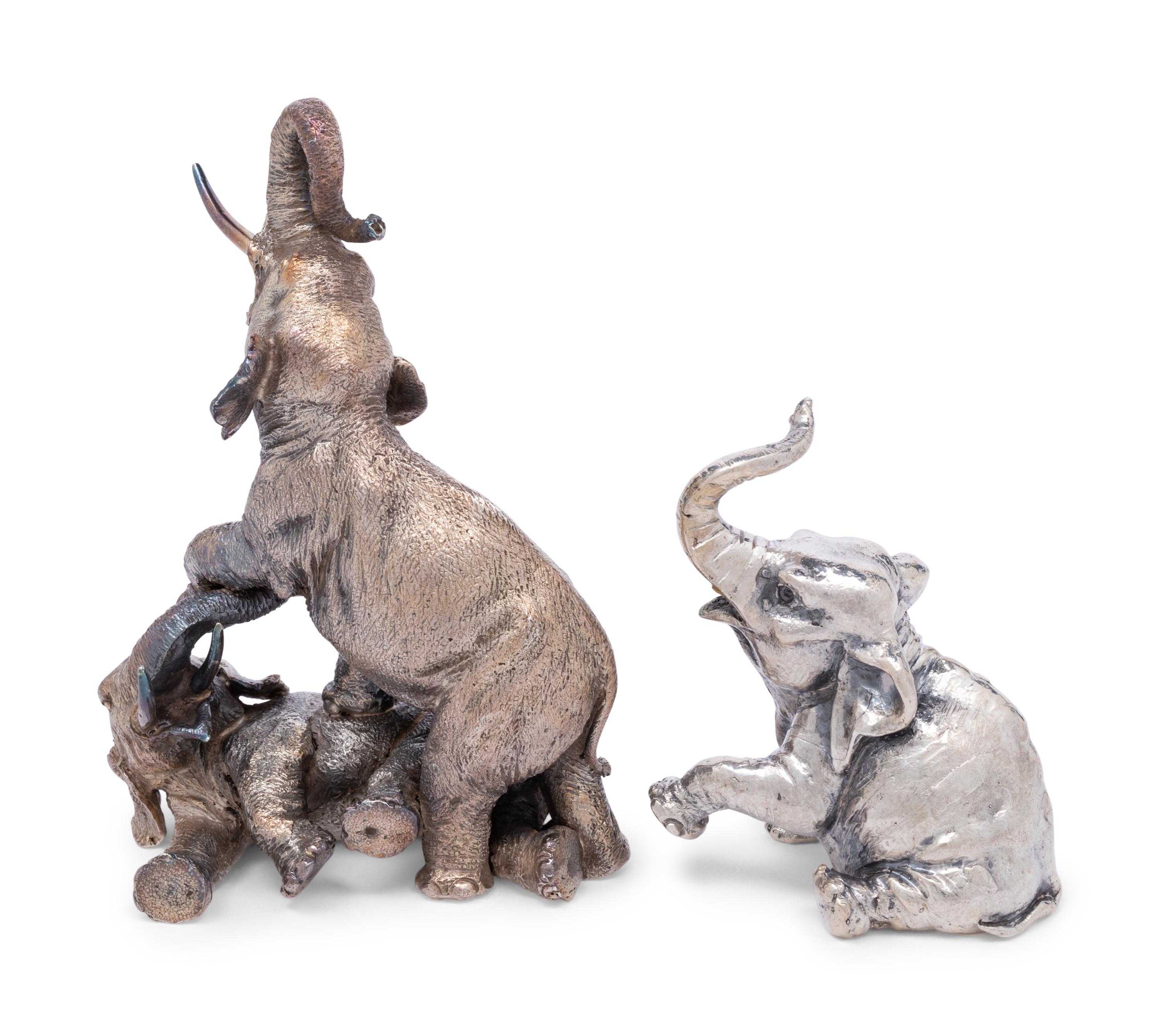 Two Italian Silvered Metal Elephant Figures