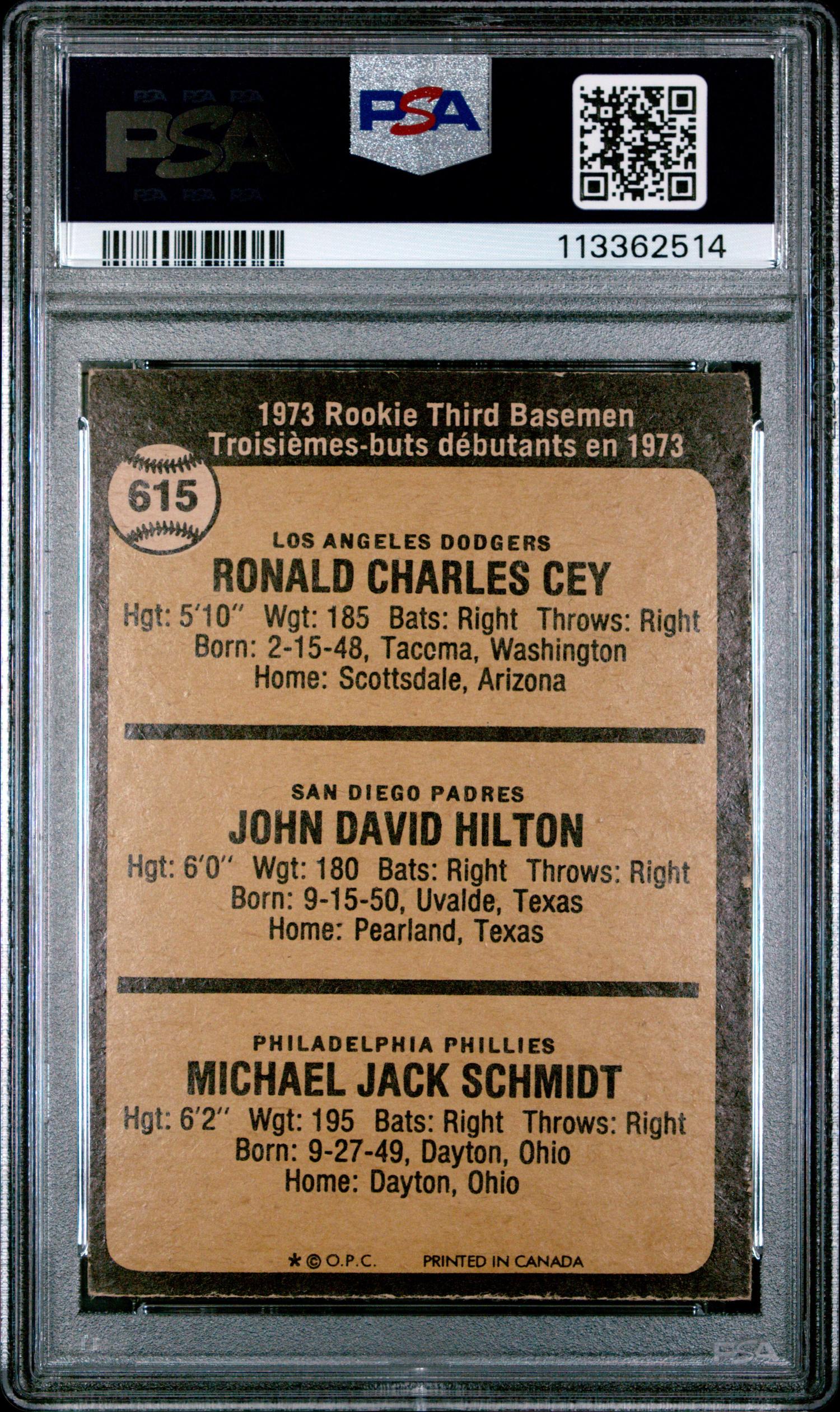 A 1973 O-Pee-Chee Mike Schmidt Rookie Baseball Card No. 615 (PSA 4 VG-EX)