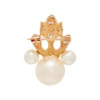 YELLOW GOLD, CULTURED PEARL AND DIAMOND PIN
