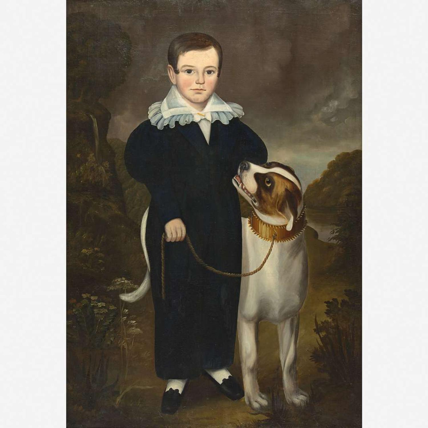 American School 19th century Portrait of John James Perry and His Dog