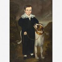 American School 19th century Portrait of John James Perry and His Dog