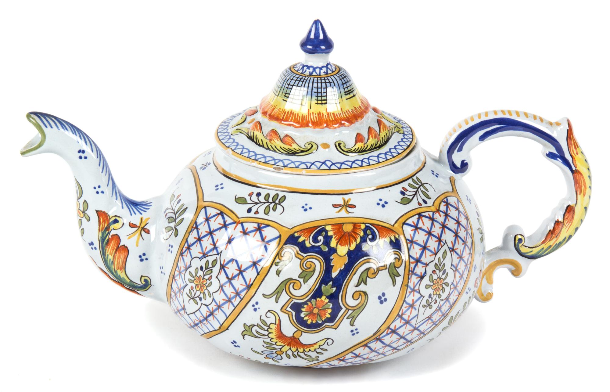 An Italian Faience Teapot Height 7 inches. — 20TH CENTURY