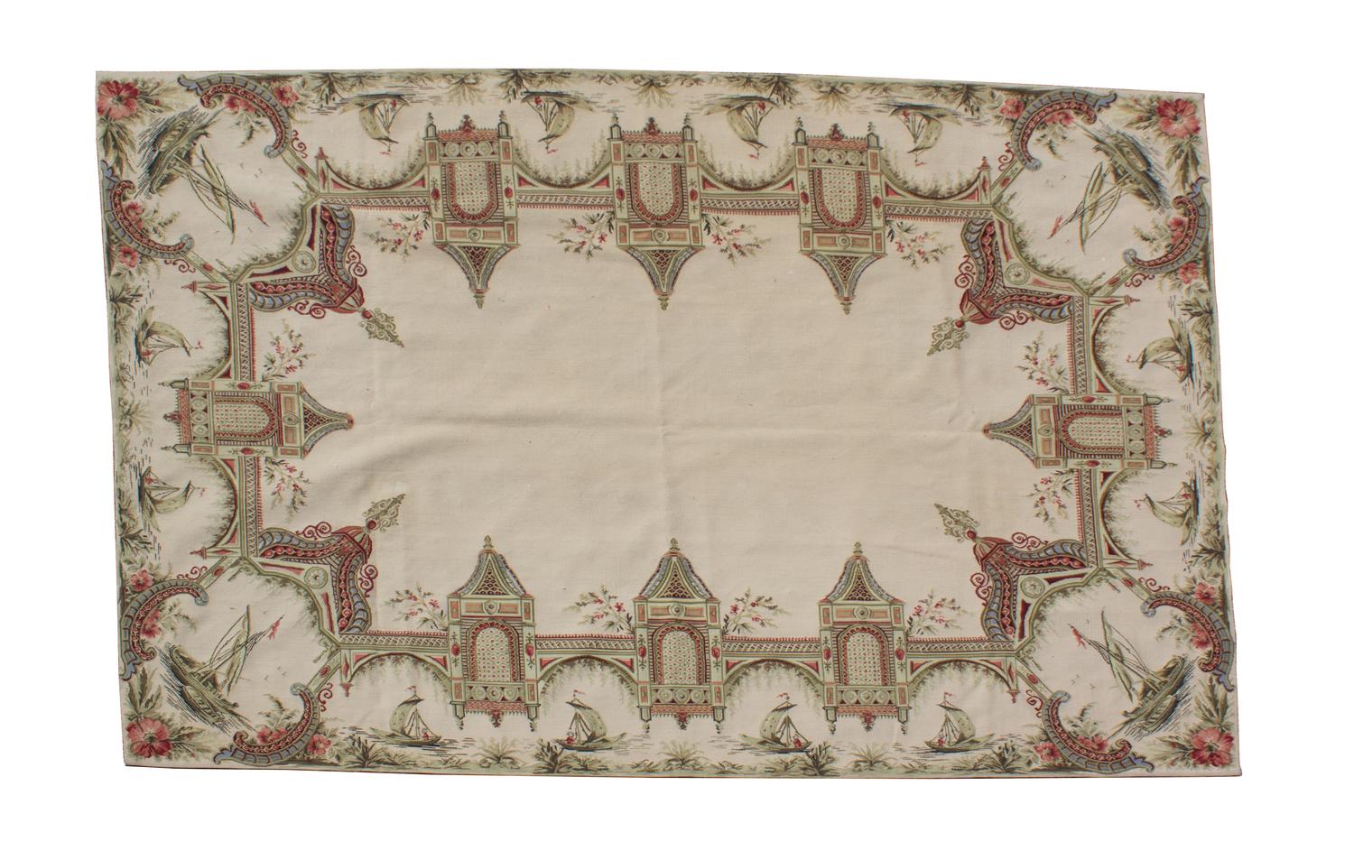An Aubusson Style Chinoiserie Design Rug 8 feet 10 inches x 6 feet 5 inches. — EARLY 20TH CENTURY