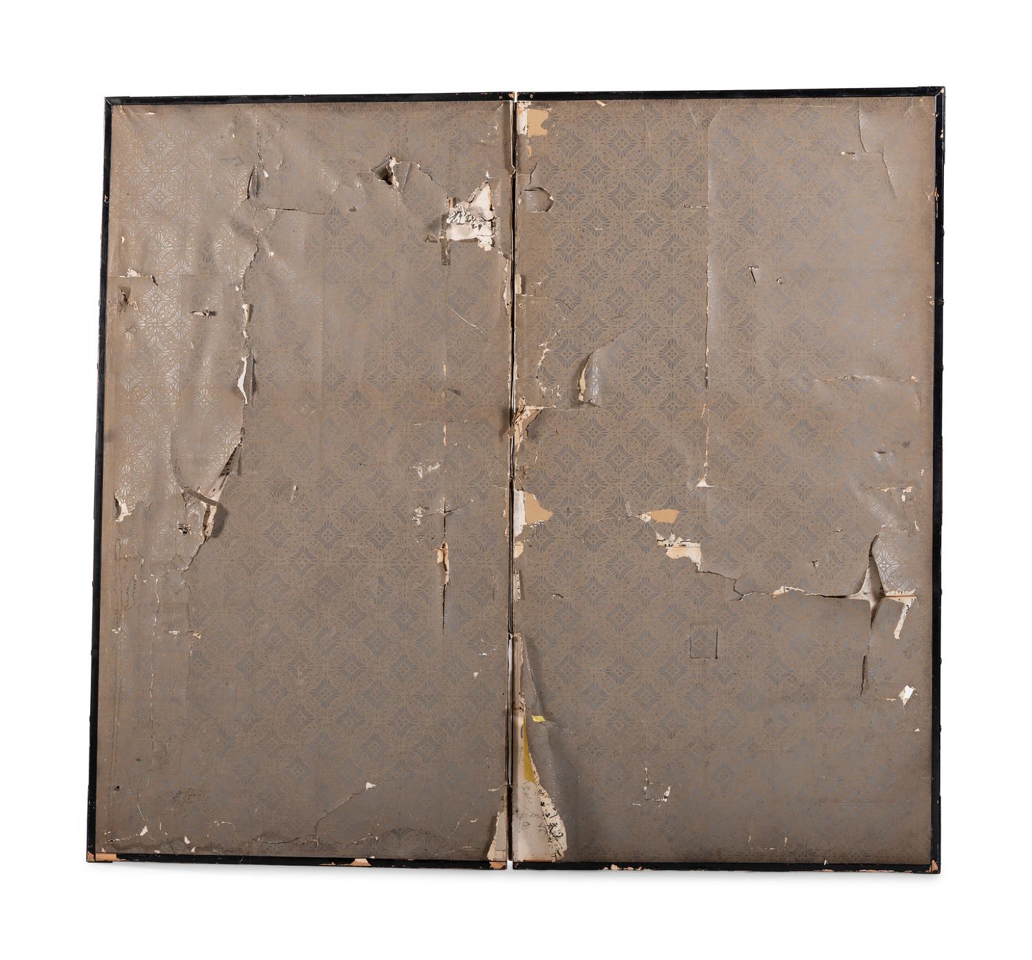 A Gilt and Painted Two-Panel Room Screen