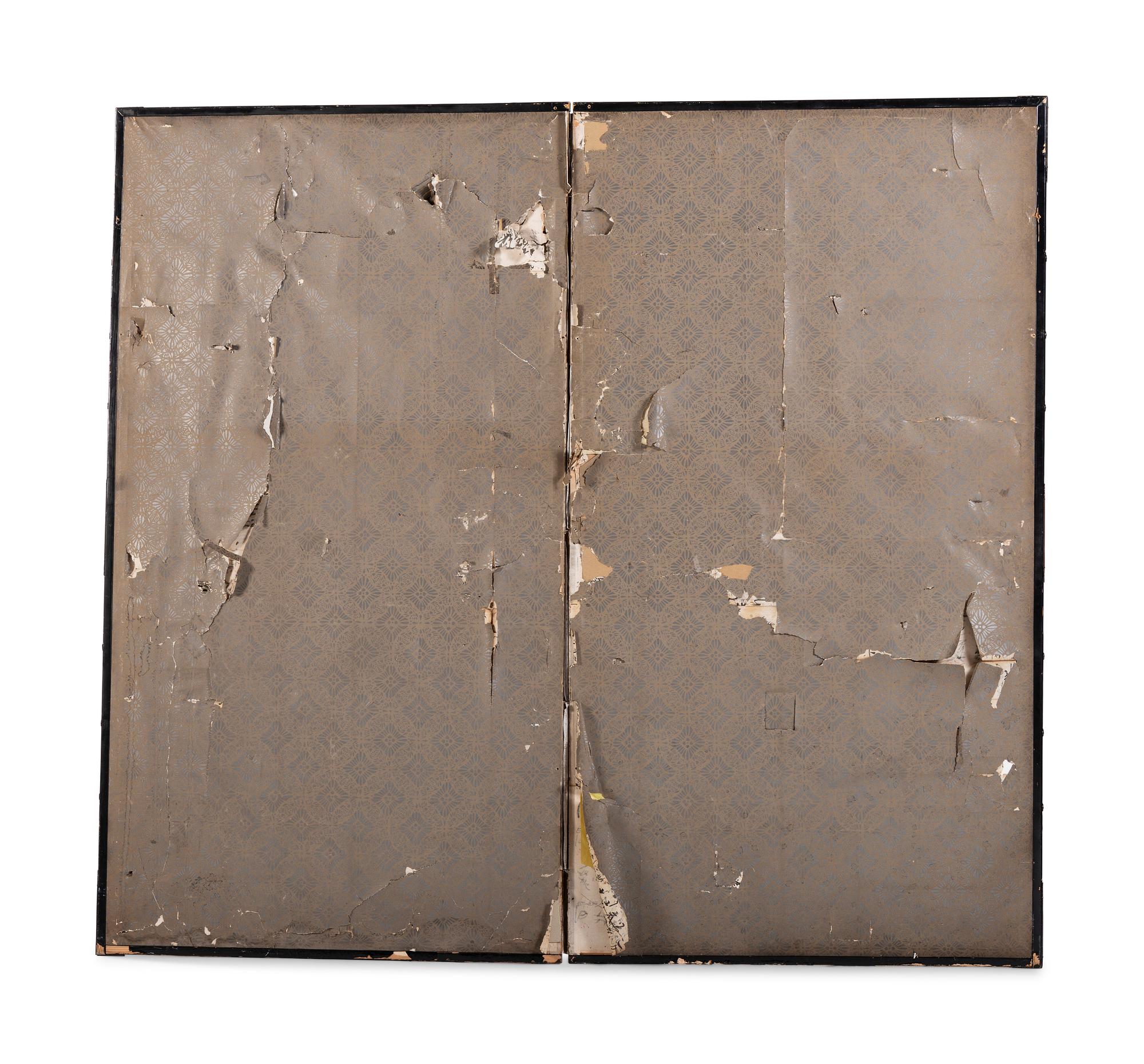 A Gilt and Painted Two-Panel Room Screen