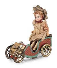 A D.R.G.M. Tin Car Toy with Doll and Original Box