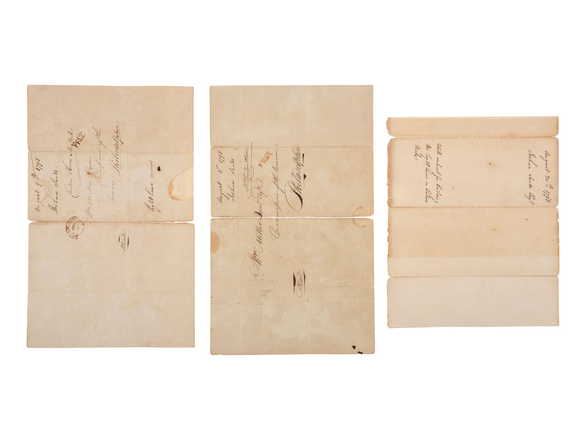 SANDS, Joshua (1757-1835). 3 ALSs. New York, 1798. Construction of Eaton's Neck Lighthouse.
