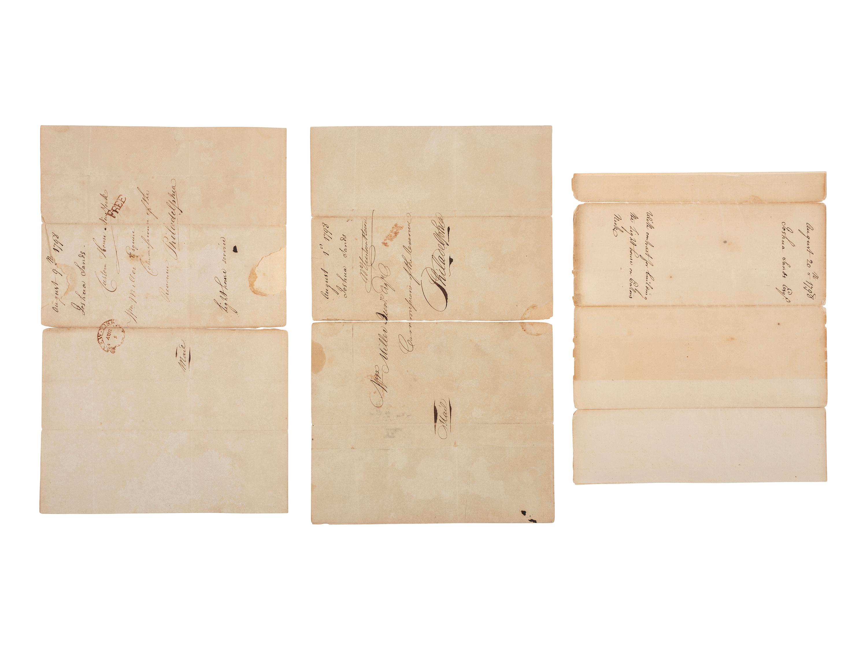 SANDS, Joshua (1757-1835). 3 ALSs. New York, 1798. Construction of Eaton's Neck Lighthouse.