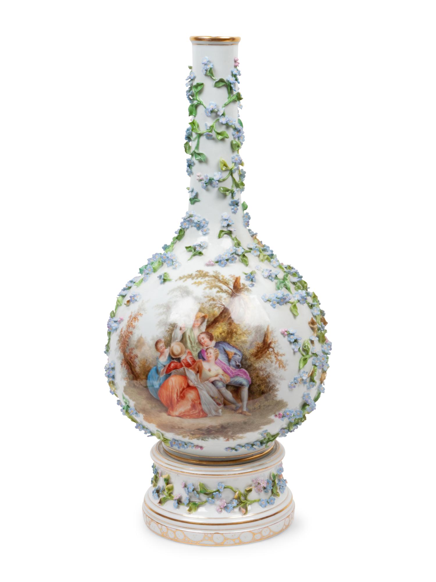 A Continental Porcelain Vase and Pedestal