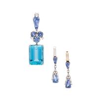 AQUAMARINE, SAPPHIRE AND DIAMOND PENDANT
