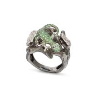 GARNET AND DIAMOND LIZARD RING