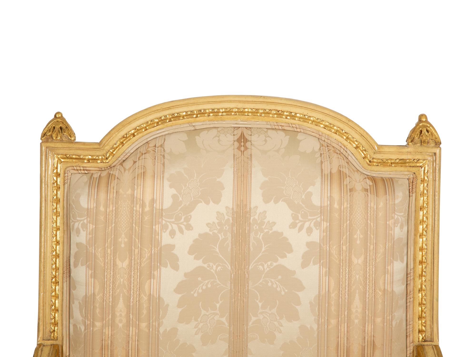 A Louis XVI Style Giltwood Fauteuil