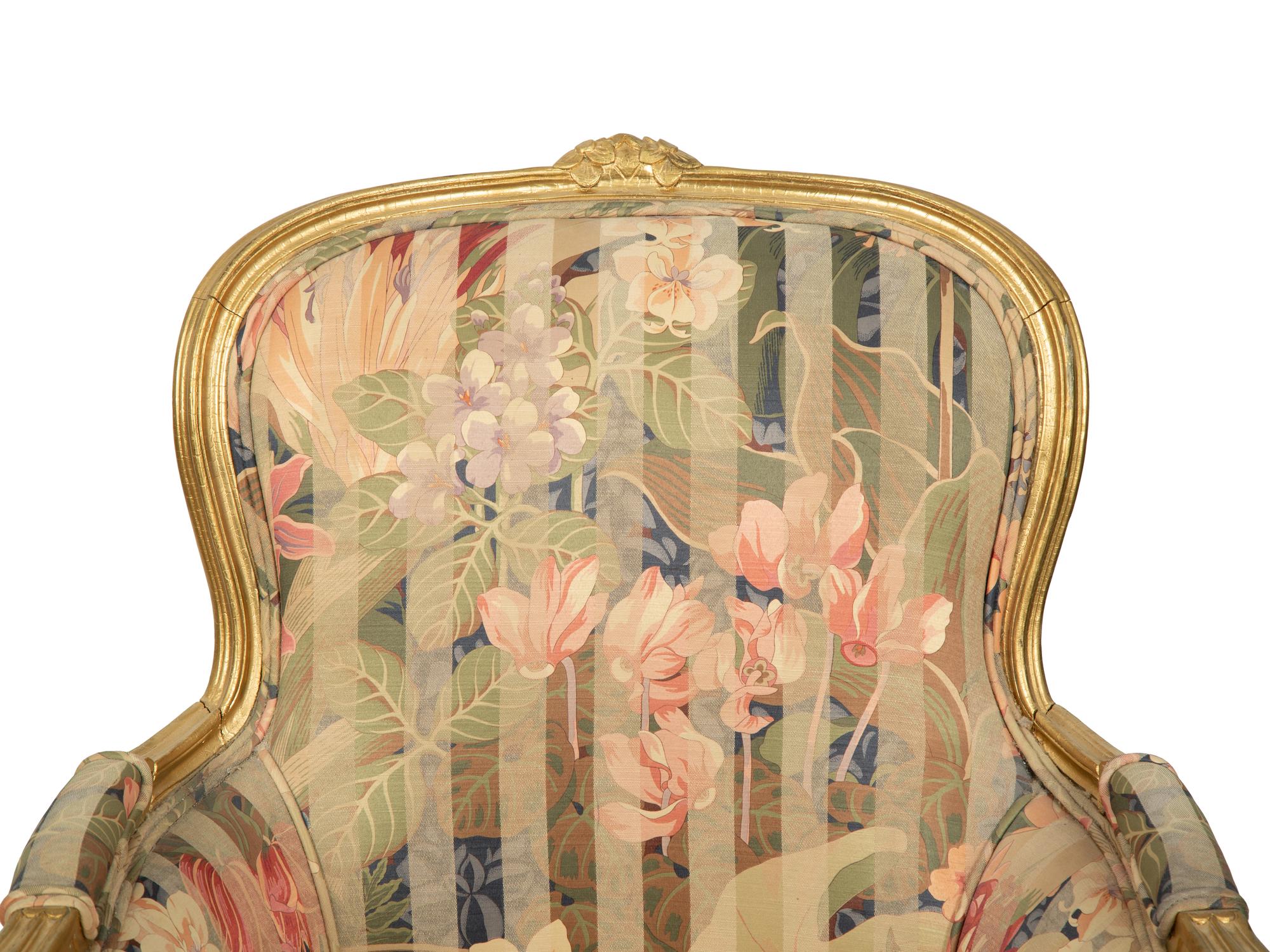 A Pair of Louis XV Style Giltwood Bergeres — 20TH CENTURY