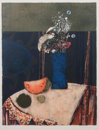 Rene Lenis, (20th century), Still Life of Flowers and Fruit