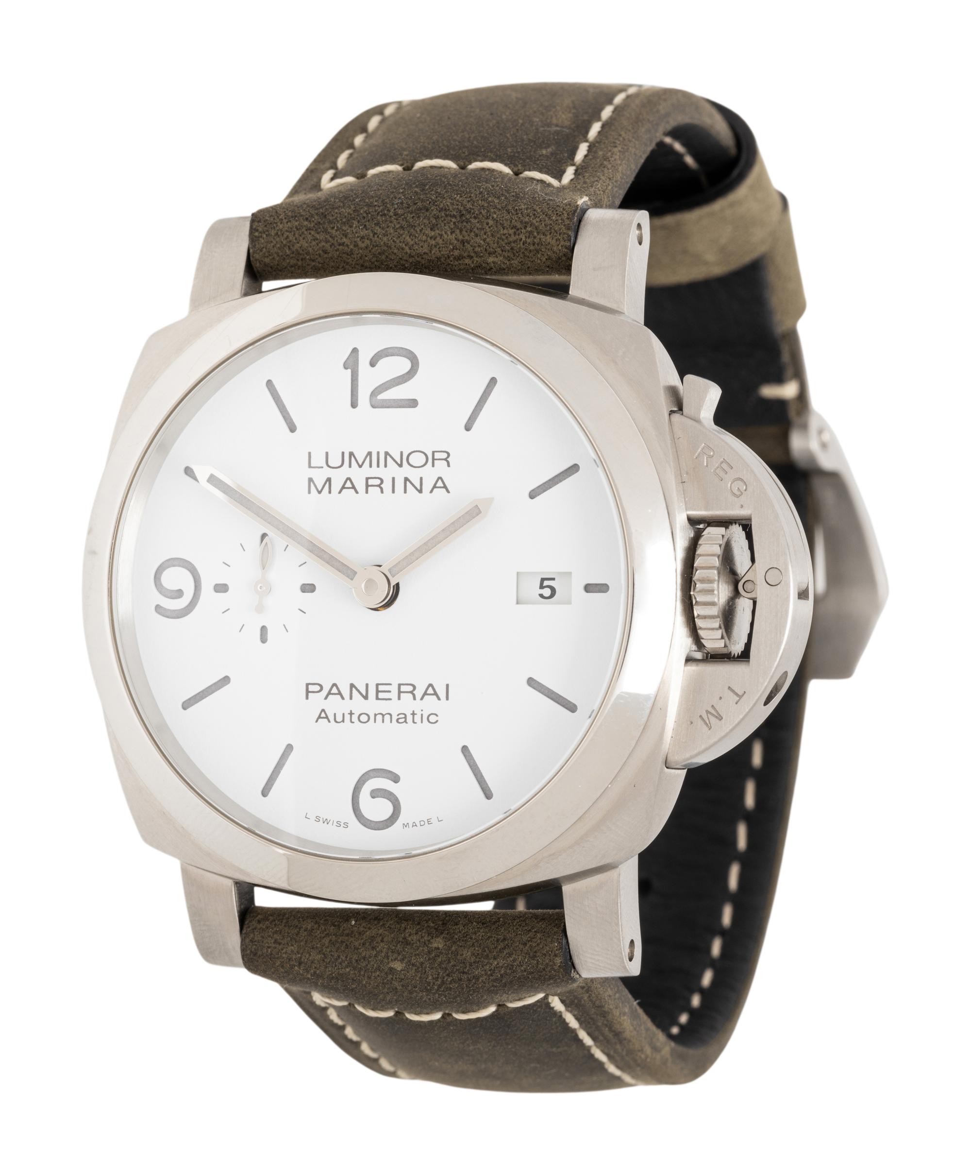 PANERAI, PAM01314 STAINLESS STEEL 'LUMINOR MARINA' DATE WATCH, BOX & PAPERS
