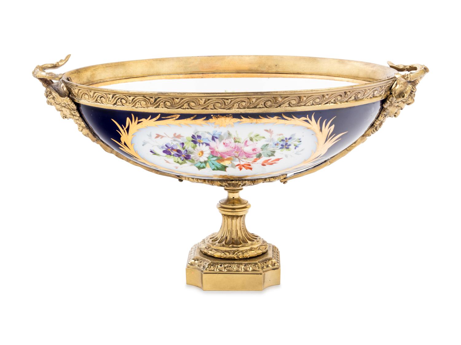 A Gilt Bronze Mounted Sèvres Style Porcelain Center Bowl
