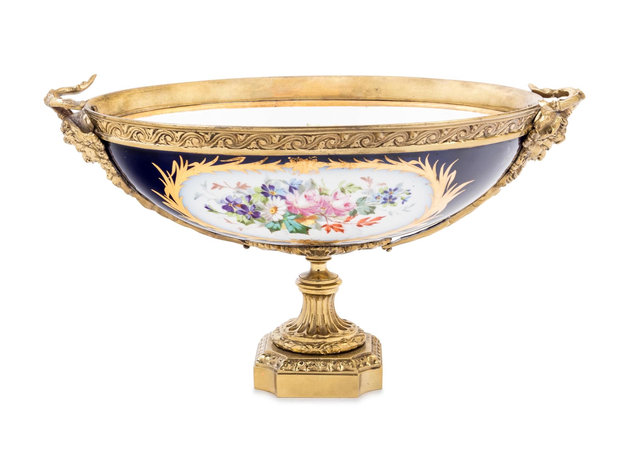 A Gilt Bronze Mounted Sèvres Style Porcelain Center Bowl